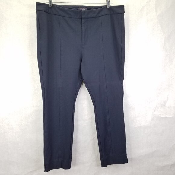 NYDJ Crop Pants Women's Petite 16 Capri Navy Blue Stretch Knit Tapered Leg Slim - Picture 1 of 13